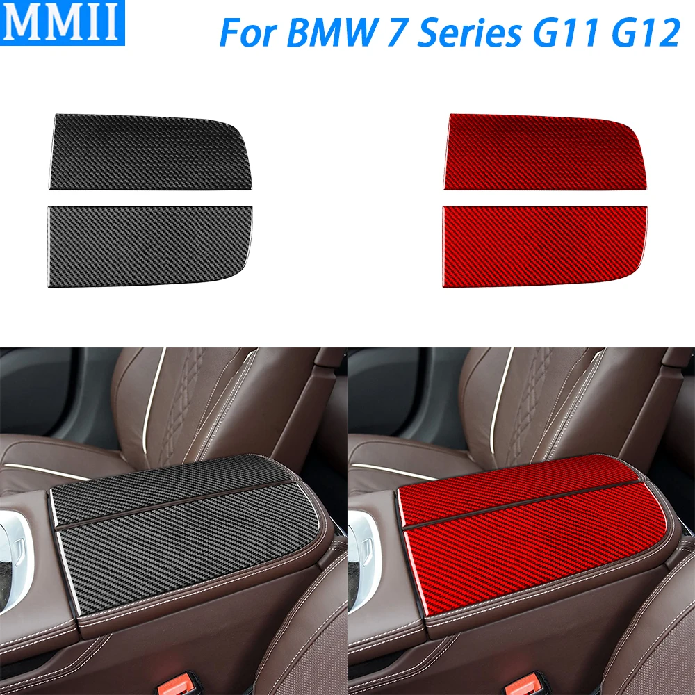 For BMW 7 Series G11 G12 2015-2022 Real Carbon Fiber Center Armrest Panel Trim Cover Car Interior Decoration Accessories Sticker