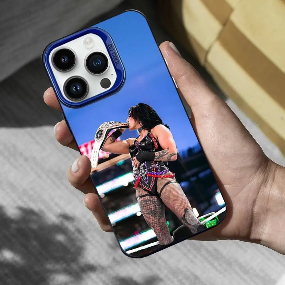 Funda de teléfono R-Rhea R-Ripley Wrestler para iPhone 16,15,14,13,12,11, Mini,Pro,SE,MAX, funda de silicona mate azul