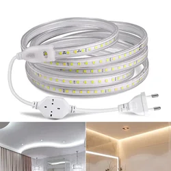 Taśma LED z taśmą świetlną AC220V SMD 5050 elastyczna taśma wodoodporna lampa LED do salonu 1M/2M/5M/10M/20M