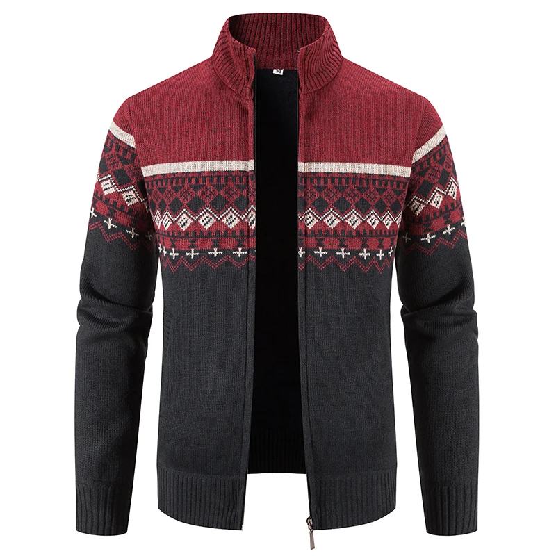 

New Winter Men Cardigans Sweatercoats High Quality Male Thicker Warm Casual Cardigans Slim Fit Stand-up Collar Sweaters Size 3XL