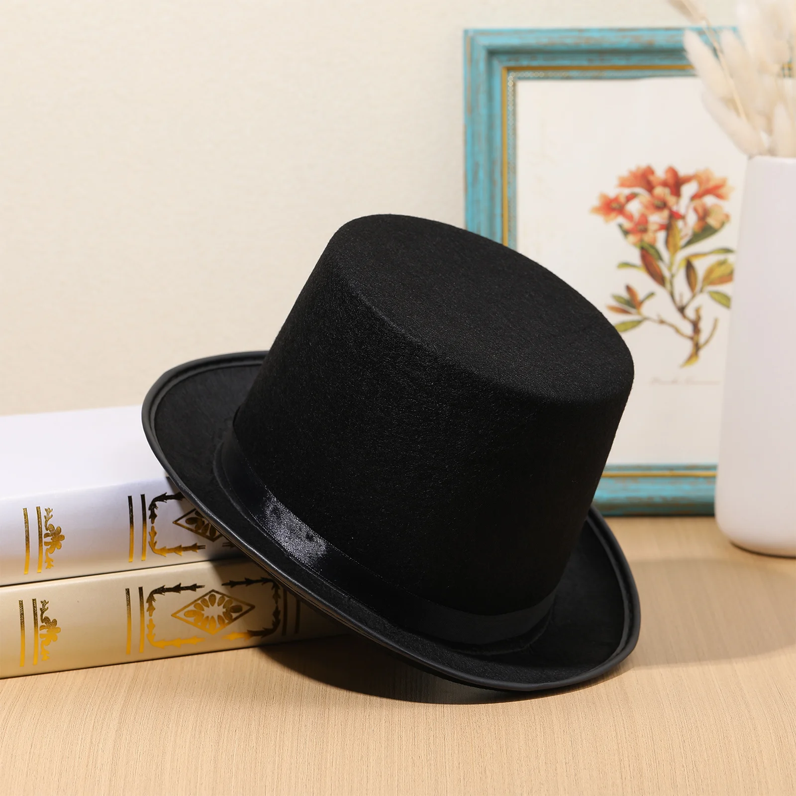 

1 pcs Halloween Black Felt Magician Hat High Cover Jazz Cap Party Prop Gentleman Costume Accessory Adult Festival Gift Easy
