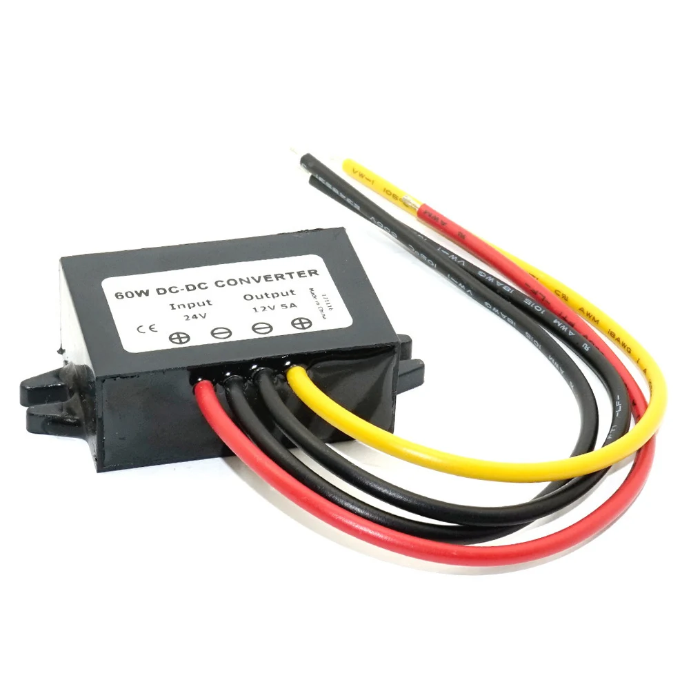 

- Converter 18-36V to 12V 5A Car Power Supply Module Waterproof Compact Lightweight ABS Shell Over Current Temperature Load