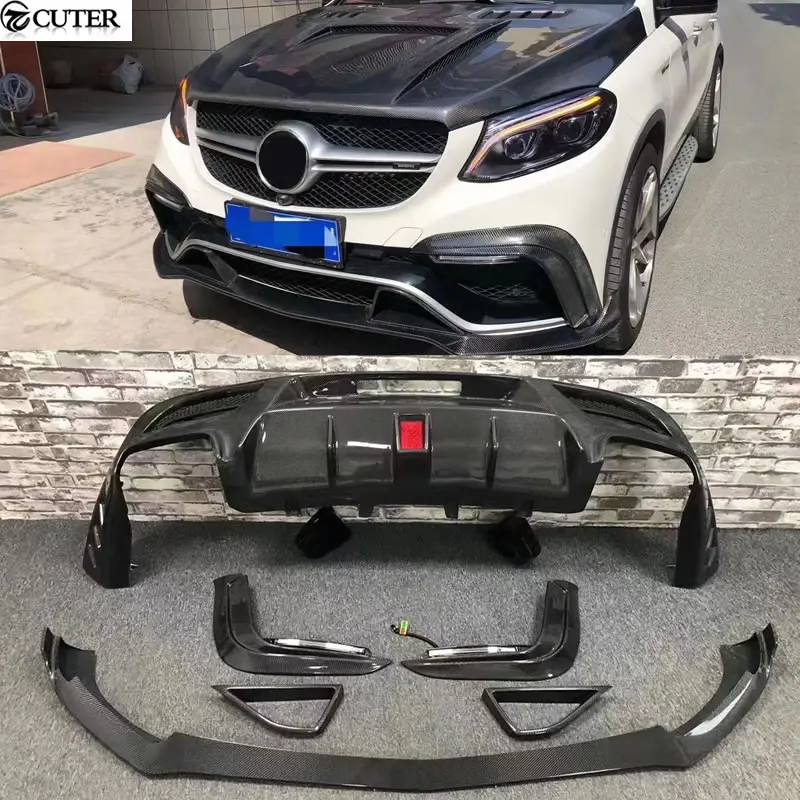 W292 Gle Coupe Gle63 Carbon Fiber Front Bumper Lip Rear Bumper Diffuser Front Air Vents for Benz W292 Gle350 Coupe Car Body Kit