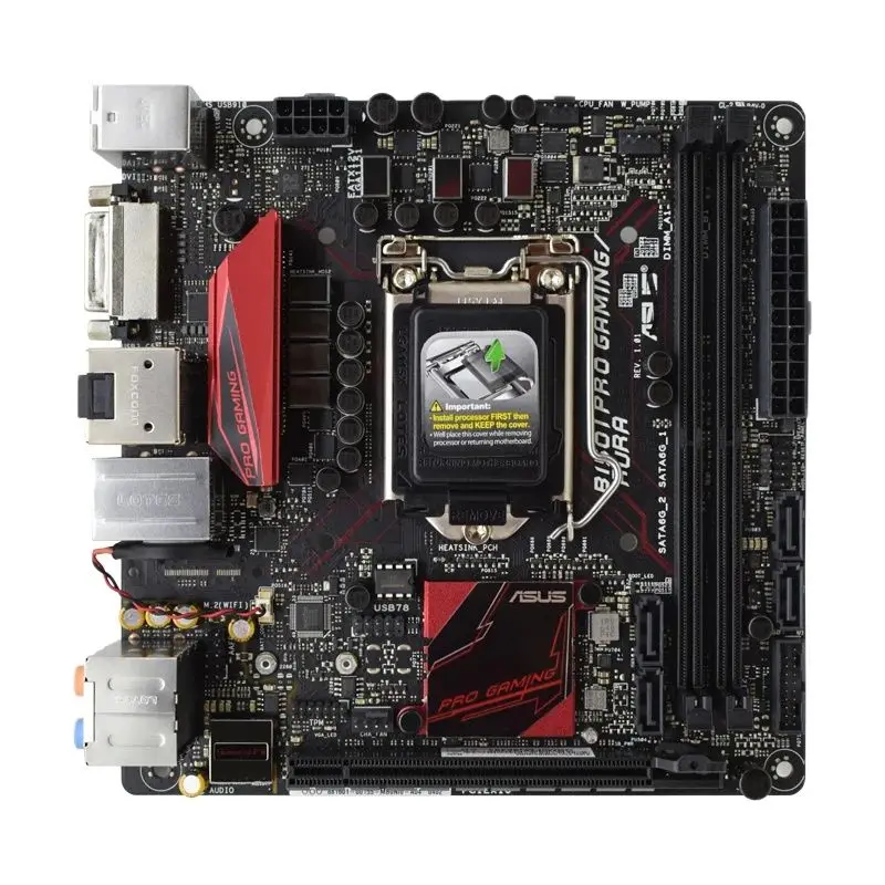 Imagem -02 - Placa-mãe Asus Usada B150i Pro Gaming Aura para i3 7100 6100 i5 6400 6500 7400 Lga 1151 i7 6700 7700