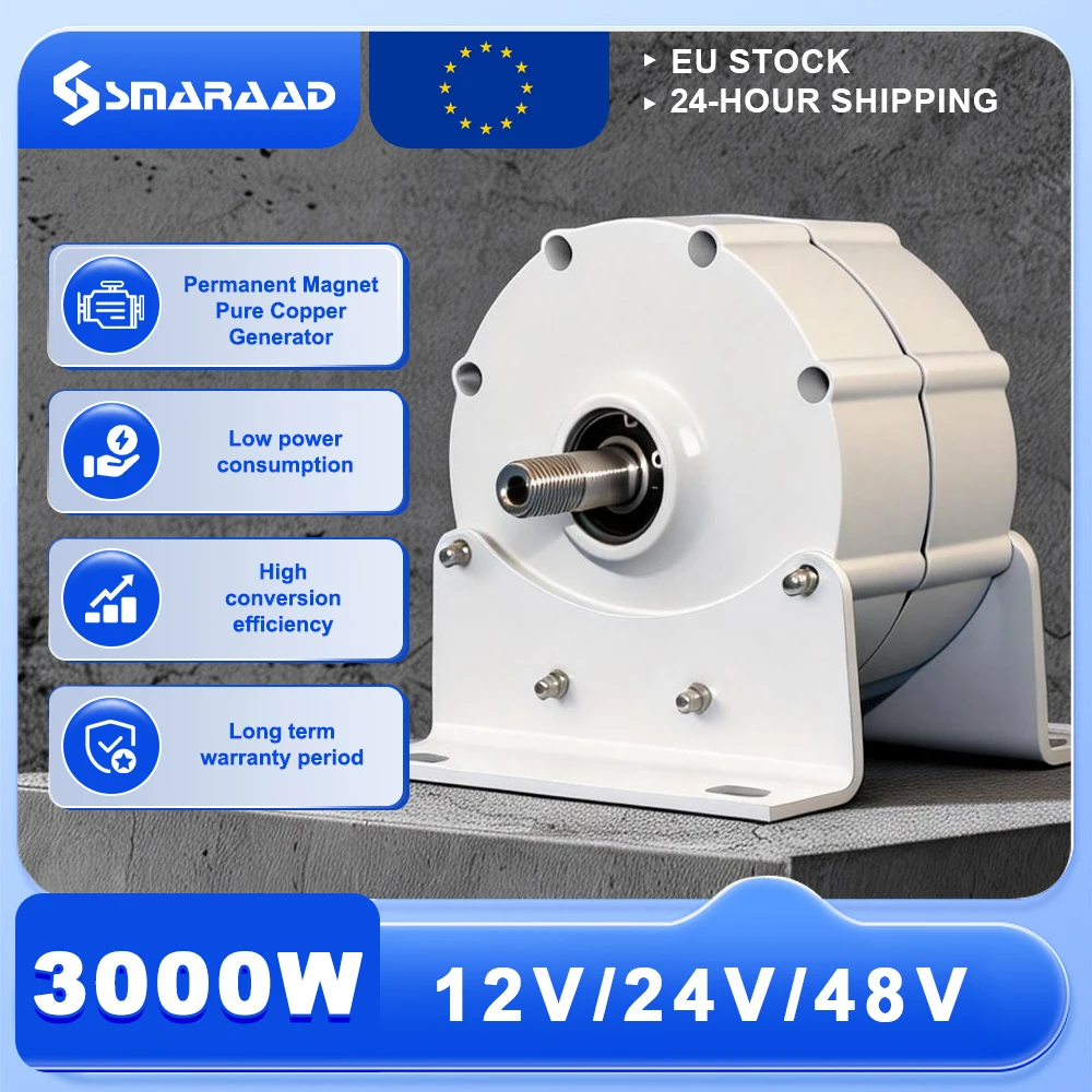 Image of Polen-Lieferung: 3000W Getriebeloser Permanentmagnet-Generator, Niedrigdrehzahl-Turbine 12V 48V für Wasser- und Windkraft-Haushalte