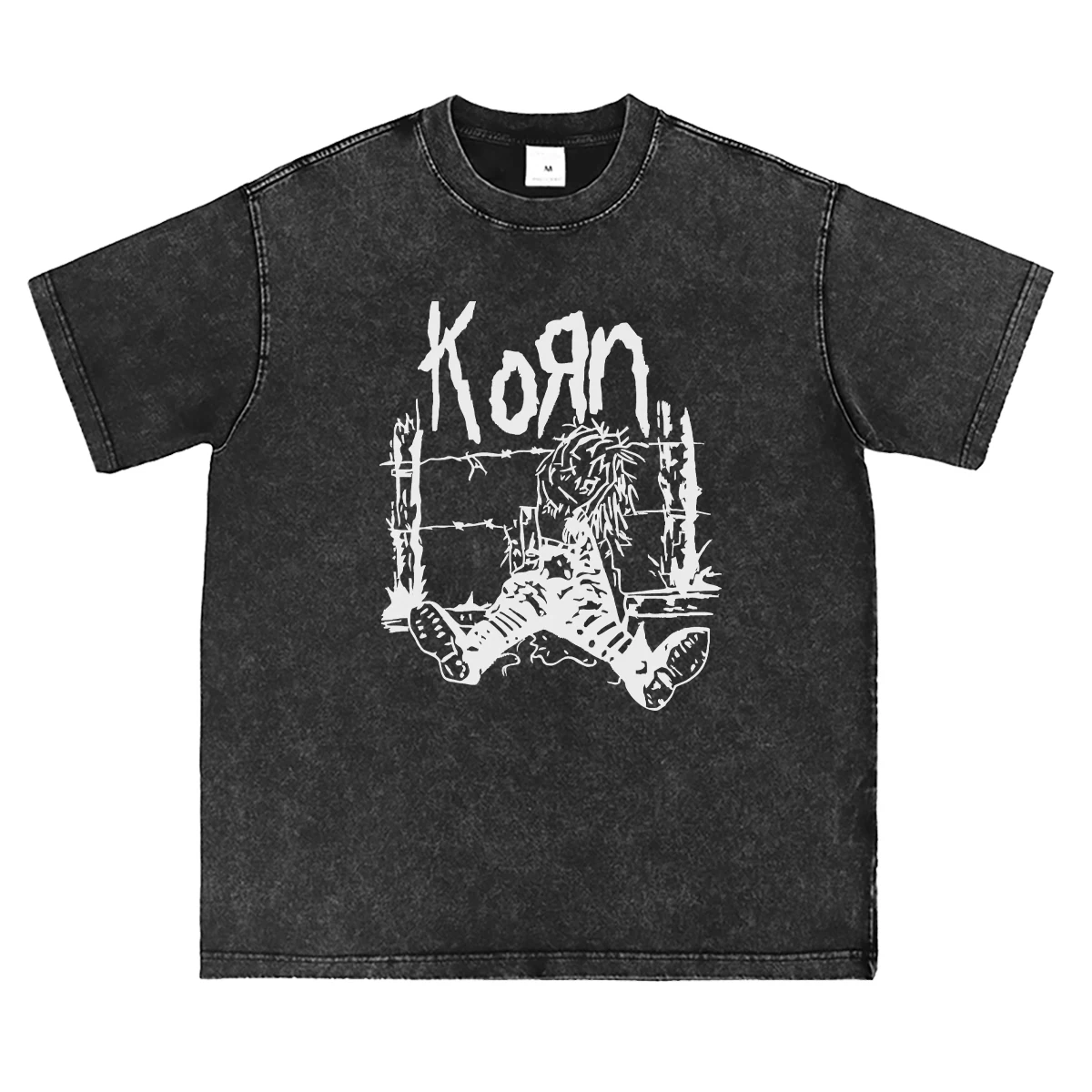 

Korn Washed Old Vintage American Street Rock Band Vest Short Sleeve Men Tshirt Women Fashion Hip-hop Summer Top