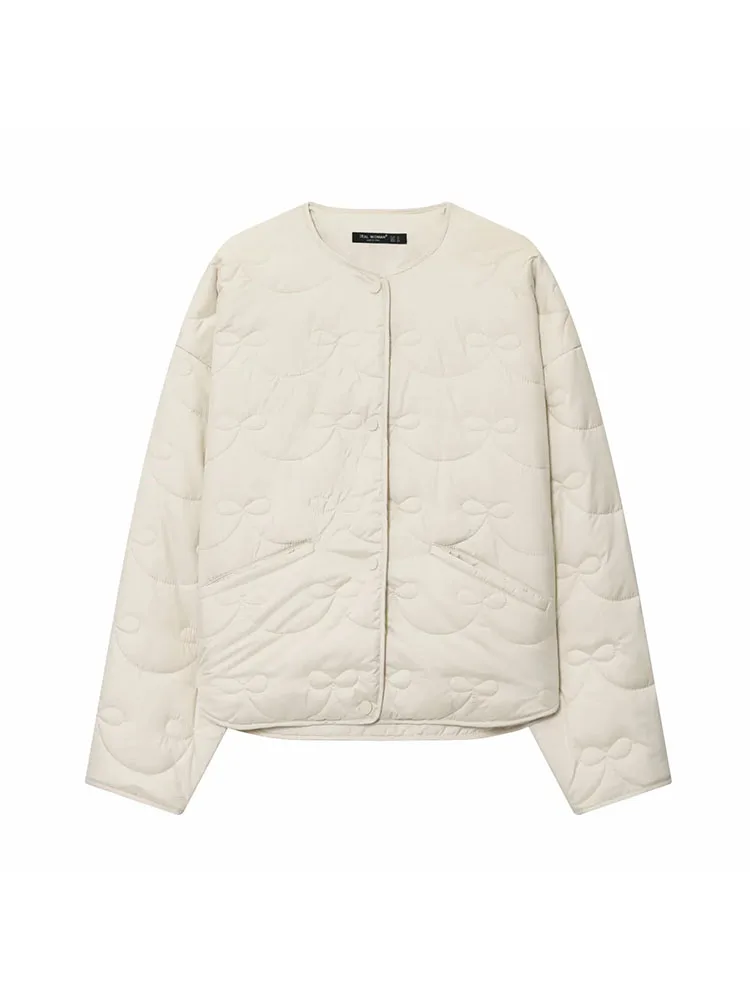 Damska kurtka na jesień i zimę 2025, elegancka, modna, streetwearowa, z okrągłym dekoltem, zapinana na jeden guzik, prosta, z kieszeniami, codzienna. ﻿