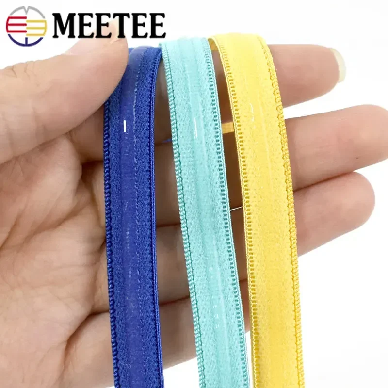 5/10/20M 10mm 3/8 ''Poliéster Anti-skid Silicone Elastic Band Underwear Rubber Strap Tape Roupas Stretch Webbing Sew Acessório