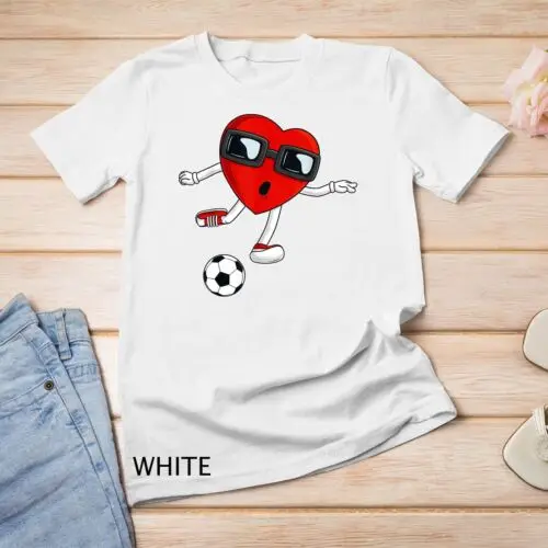 Valentines Day Heart Kicking A Soccer Ball Boys Girls Kids Unisex T-shirt