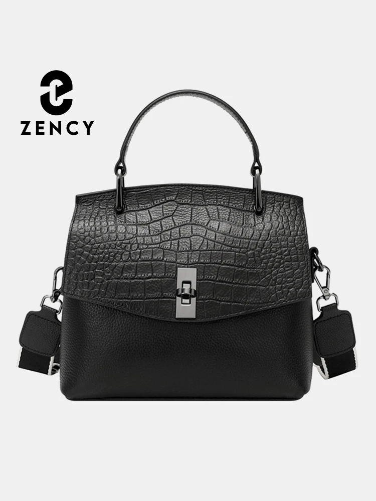 Zency Genuine Leather Women's Handbag Stone Vintage Tote Bag Luxury Brand Female Crossbody Fashion Shoulder Satchel For OL