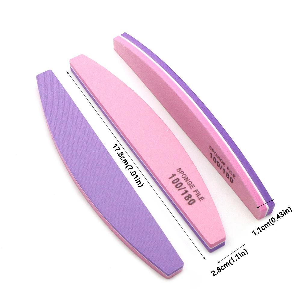 6 قطعة ملف الأظافر مزدوج اللون 100 180 حصى الرملي شكل الأظافر الموز الإسفنج الملفات مانيكير لوازم المهنية مسمار أدوات التجميل