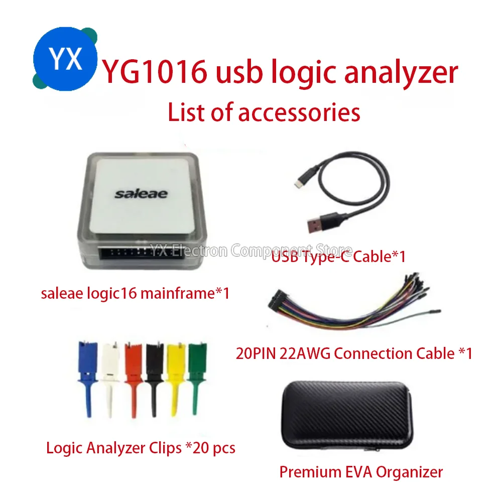 

YG1016 USB Logic Analyzer Saleae Logic Compatible with The Sampling 16-Channel 100M Official Version