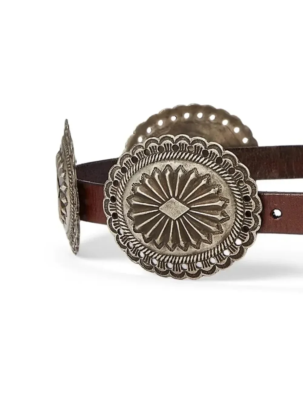 حزام رالف النسائي لورين الكلاسيكي المعدني المزخرف مع تنورة وسترة ومعطف وحزام وحزام خصر عريض وإكسسوار