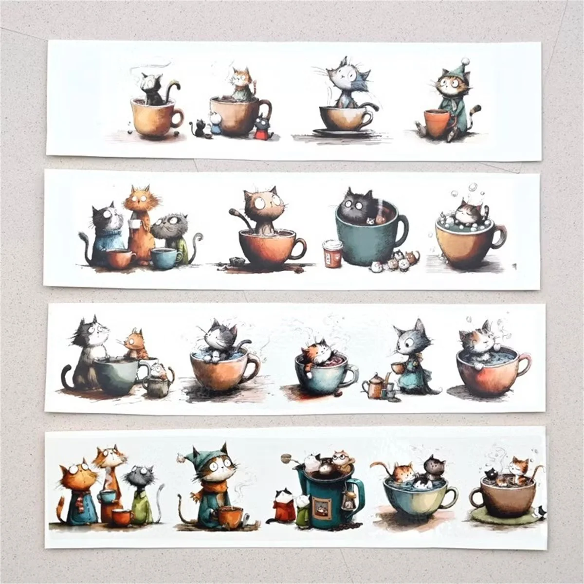 

NEVERLAND Vintage Lovely Cup Cat Washi PET Tape Planner DIY Card Making Scrapbooking Plan Decorative Sticker