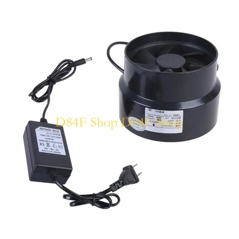 D84F Adjustable Speed Inline Duct Fan 110-100mm Ventilation Exhaust Boosters Quiet Fan for Kitchen Grow Tent Basement
