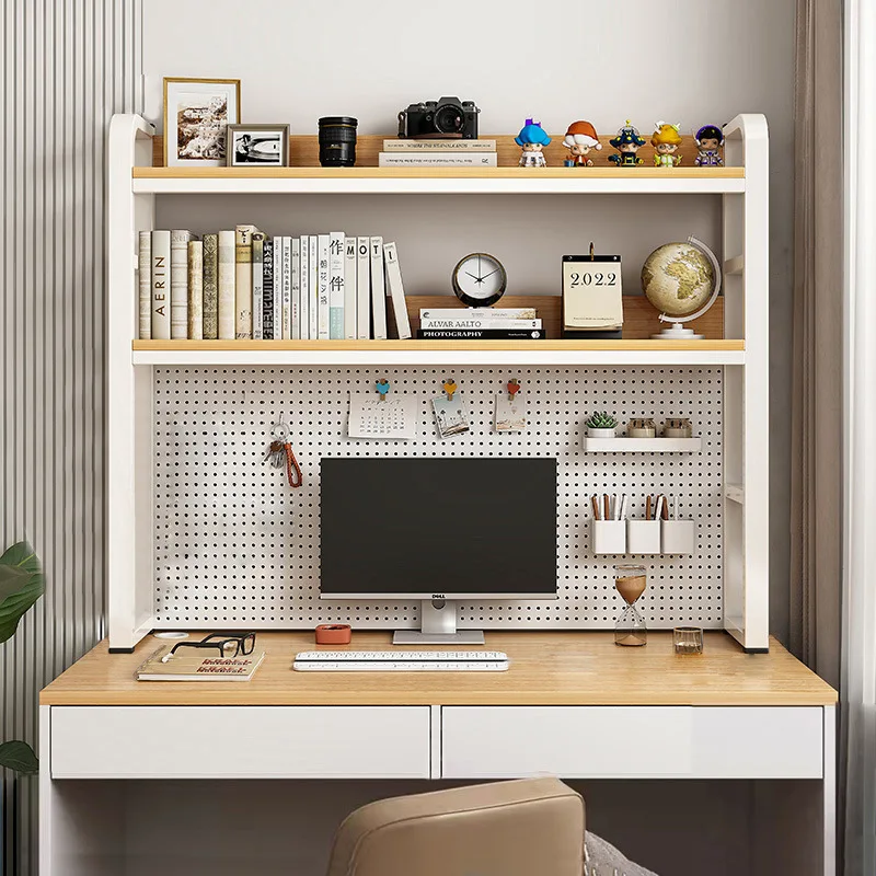 Desk Desktop Workstation Storage Shelf Multi-layer Wrought Iron Simple Student Computer  Hole Board Bookshelf