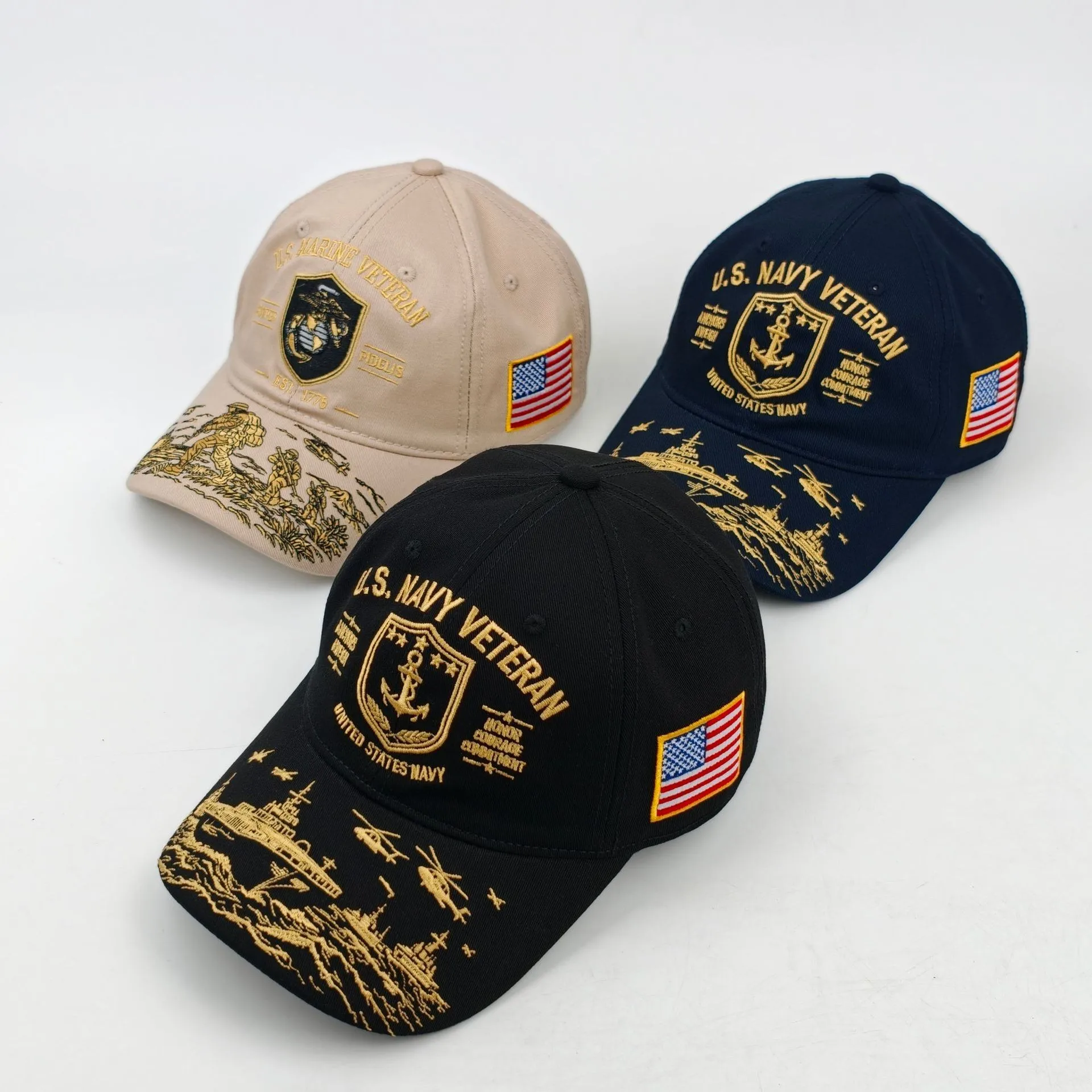 Military-Style Embroidered Baseball Cap Men's Outdoor Sunshade Tactical Cap Navy Commemorative Edition