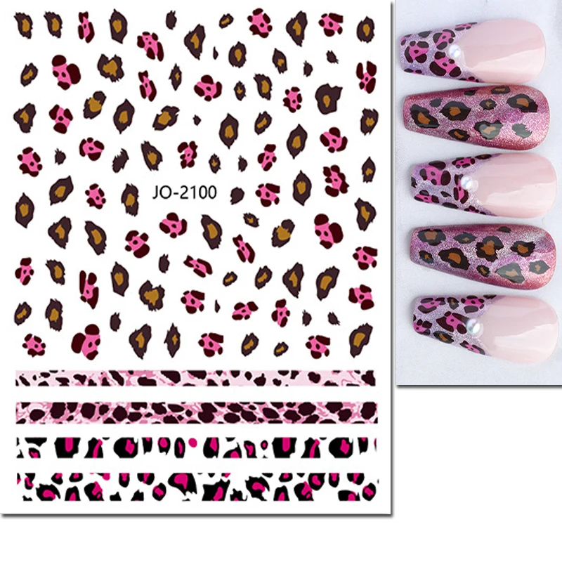 3d adesivos para nail art, sliders adesivos, rosa, azul, marrom, leopardos, pés, decoração para manicure