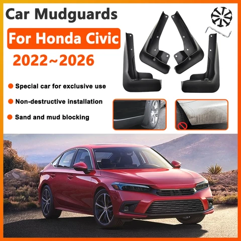 Брызговики для Honda Civic 11-го поколения MK11 2022-2026 FL Liftback, автомобильные защитные щитки от брызг, аксессуары для авто