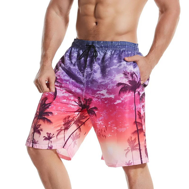 Hot Men's Summer Beach Shorts Swim Trunks Plus Size Monster Kraken Straight Hawaii Style Sea Pool Loose Quick-Drying Beachwear