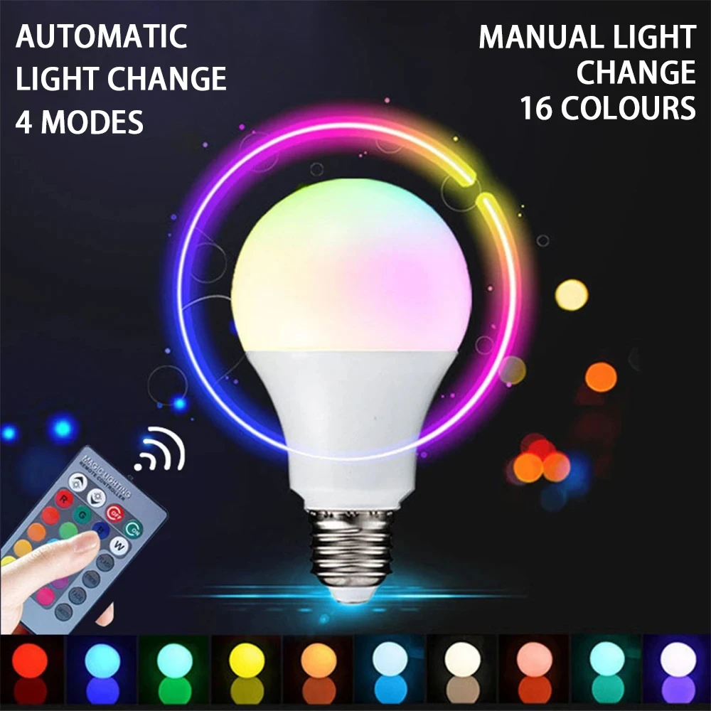 E27 inteligentna lampa lampa zdalnie sterowana światło RGB Led z możliwością regulacji 16 color 4 tryby lampy 5W 10W 15W do boże narodzenie W domu