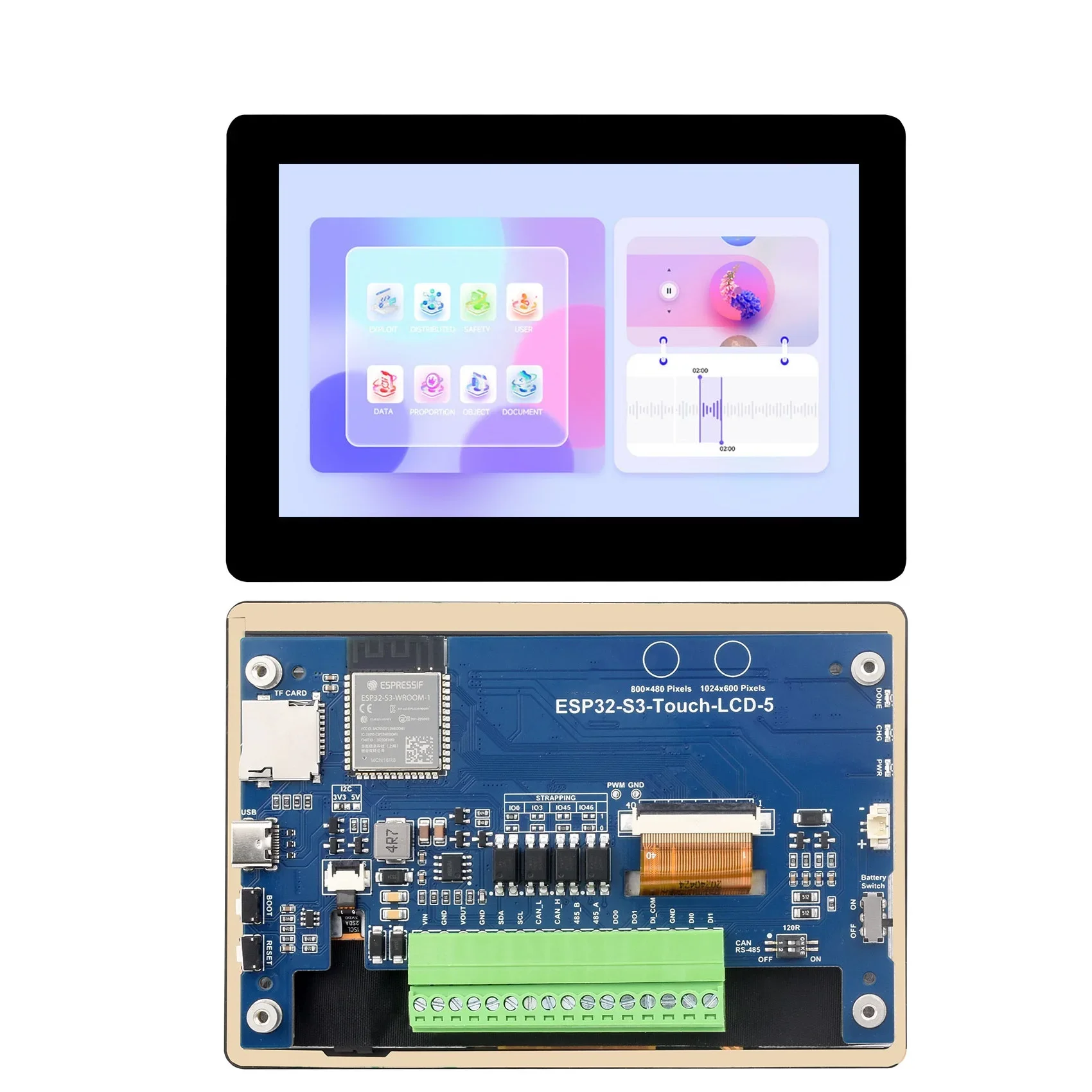 VoltS5 Inch LCD Capacitive Touch Screen Development Board ESP32-S3 Module Support WiFi Bluetooth BLE5, CAN/RS485/I2C Interface