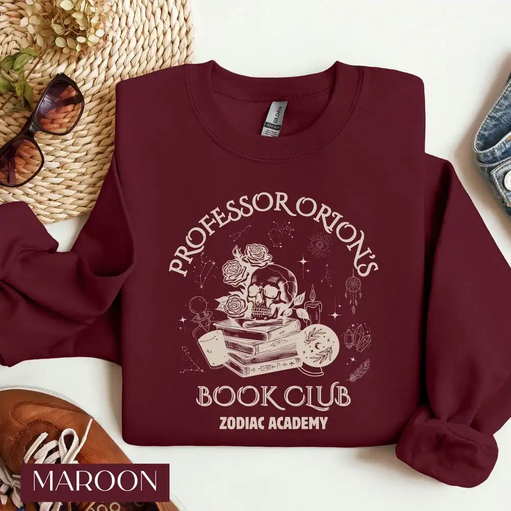 Professor Orions Book Club Zodiac Academy Merch Sweatshirt  Gift for Book Lover Long Sleeve Fleece Sweatshirt Y2K Streetwear
