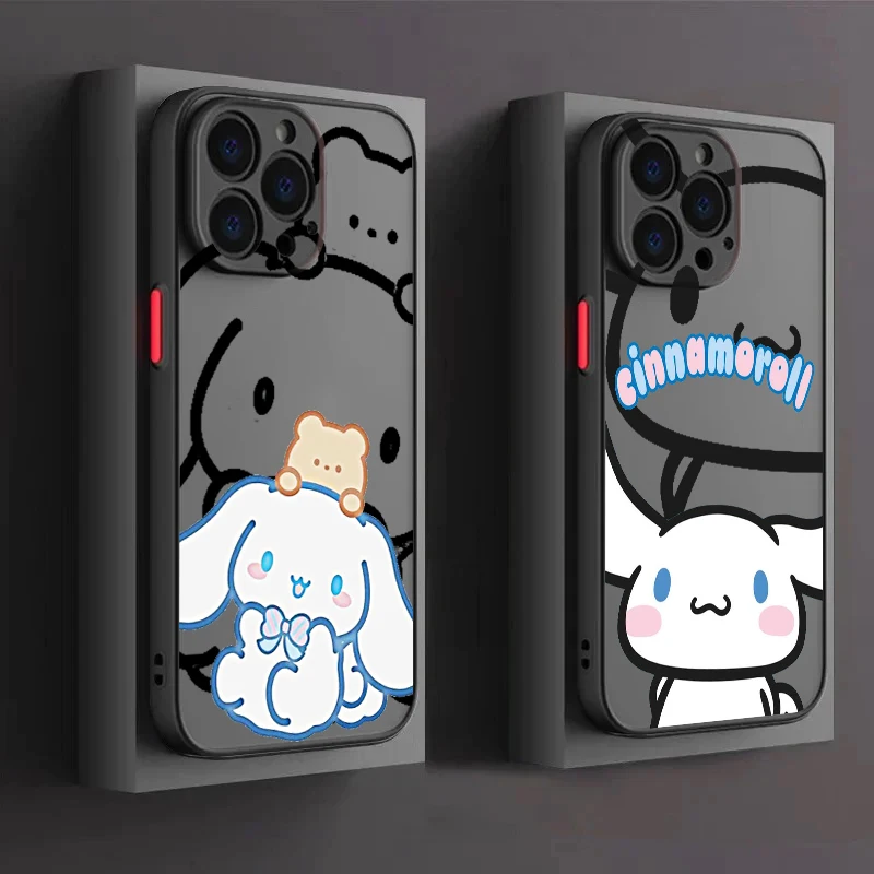 

Sanri Smart Cute Cinnamoroll Frosted Translucent For Apple iPhone 15 14 13 12 11 XS XR X 8 7 SE Pro Max Plus Mini Cover
