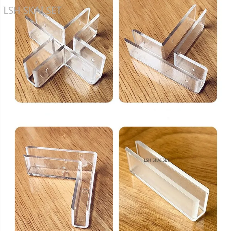 10pcs Acrylic Fixed Snap Plastic Glass Clip Transparent Fish Tank Corner Guard Slot Furniture Shelves Fixed Splicing Bracket