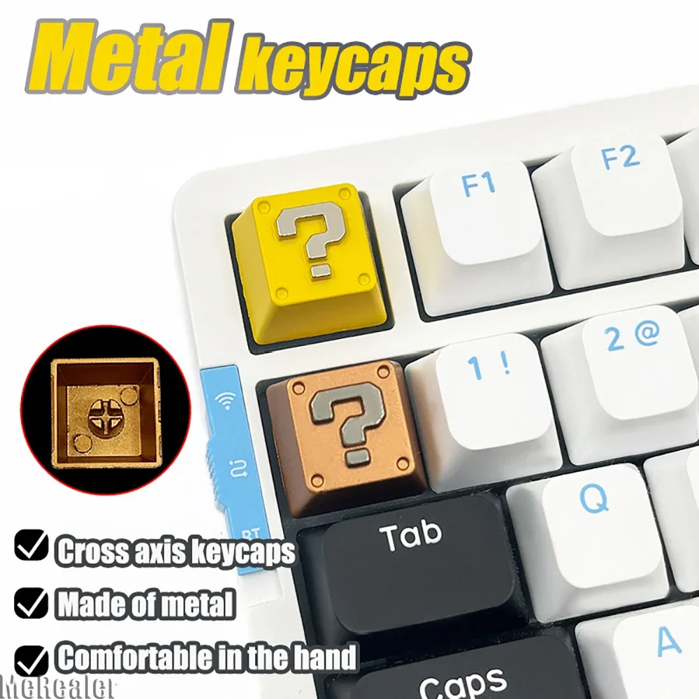 Game Question Mark Metal Keycap - 3D Pattern Design, Comfortable Feel for Mechanical Keyboard Cross Shaft