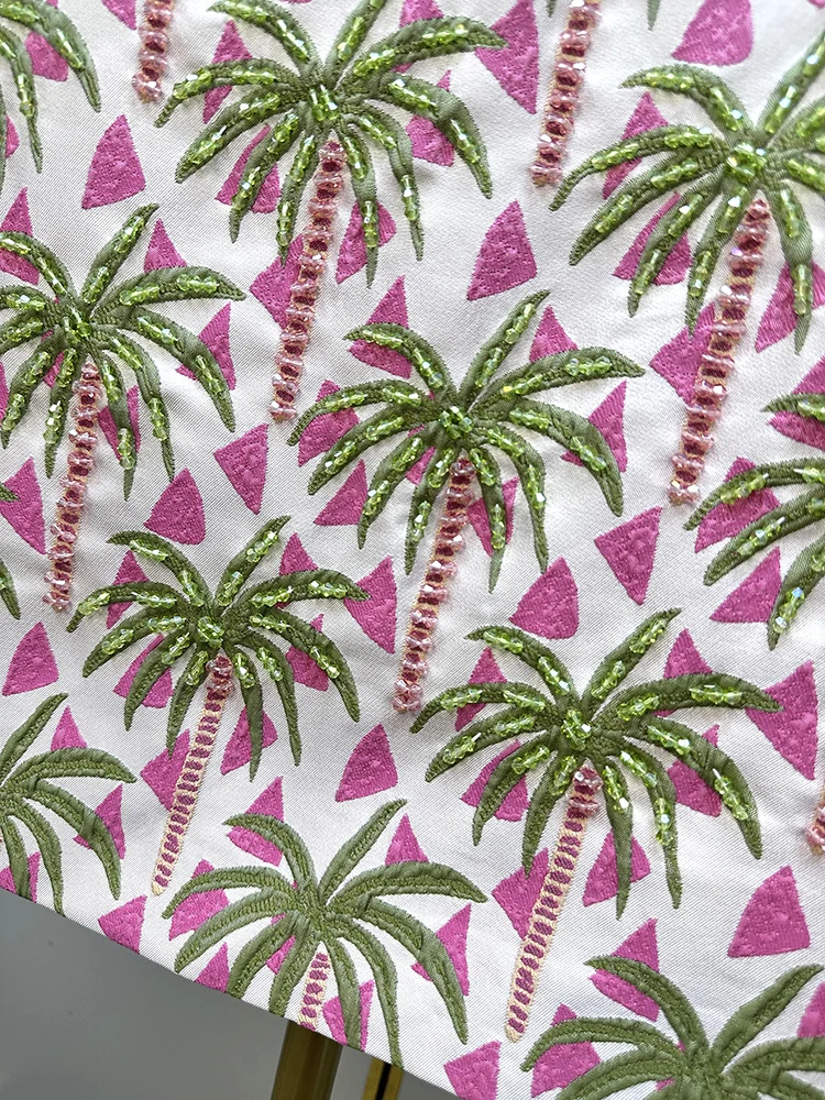 Temperament Elegant Heavy Industry Dress Embroidered Handmade Bead Round Neck Sleeveless A-line Celebrity Short Dress Women 2025