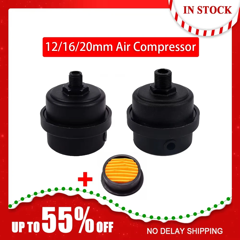 

Compressor Muffler Silencers Air Compressor Filter Intake Filter Noise Muffler 1/2'' 1/4'' Thread Air Filter 12 20mm For Kitchen