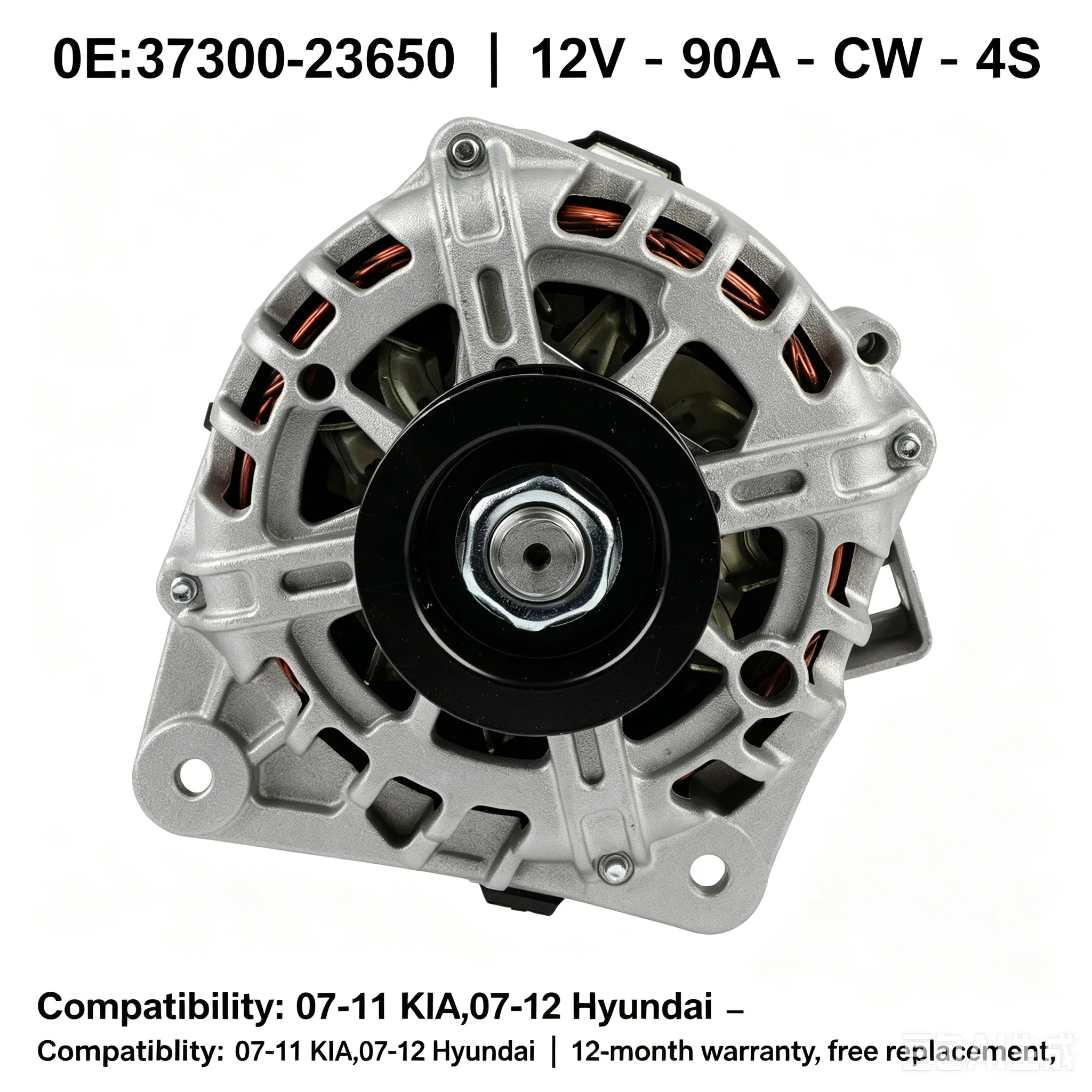 

90AMP Alternator 12V CW 4Pin OEM Replacement For Kia Soul Spectra Sportage Hyundai Elantra 2007-2012 OE#37300-23650 A0002655635