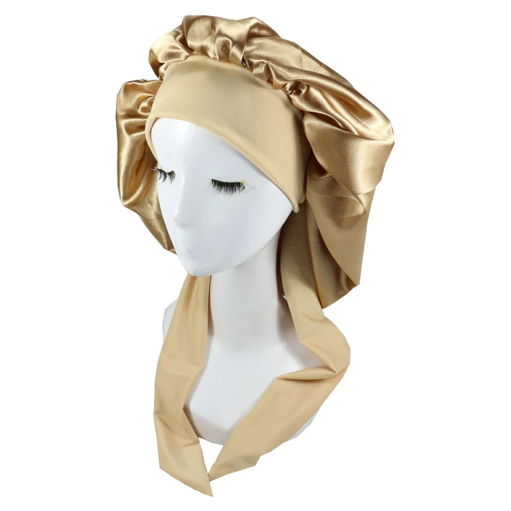 Neue Unsichtbare Flache Imitierte Seiden-Satin Schlafhaube für Damen mit Verstellbarem Knopf, Nachtpflege-Haube, Mütze, Kopfbedeckung – Detail 33