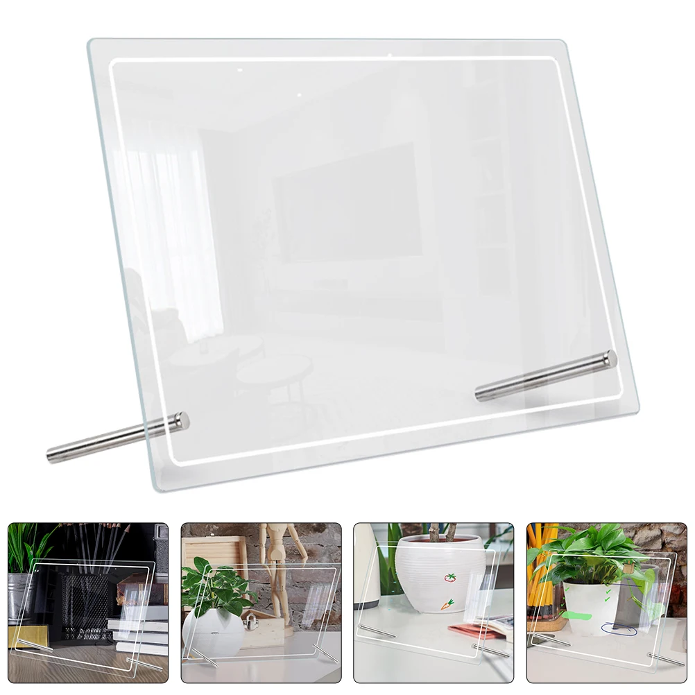 1PCS Notepads Acrylic Erasable Message Board Cover Flyer Document Paper Display Stand Transparent Home Message Board