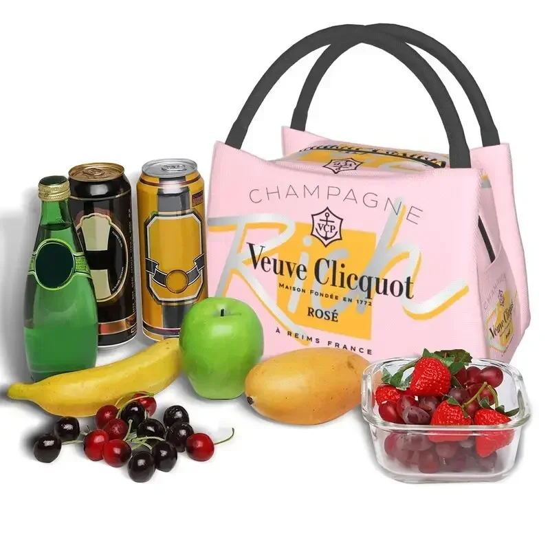 Clicquot Insulated Lunch Bags for Women Resuable Champagne Cooler Thermal Bento Box Work Picnic