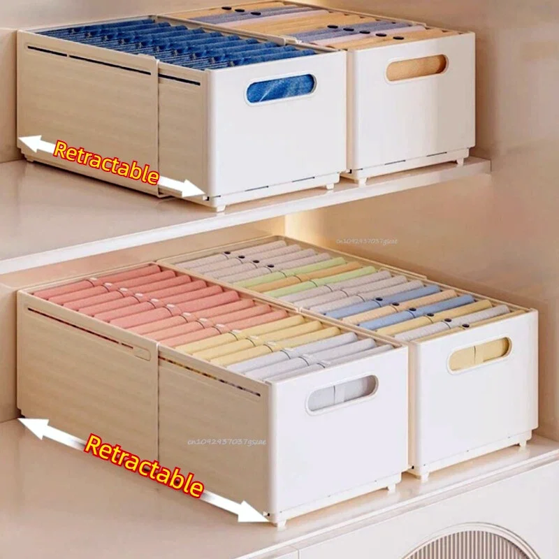 Picture 4: Expandable Plastic Storage Boxes Suitable for Drawer Shelf Wardrobe Office Socks Space-Saving Storage Basket Stackable