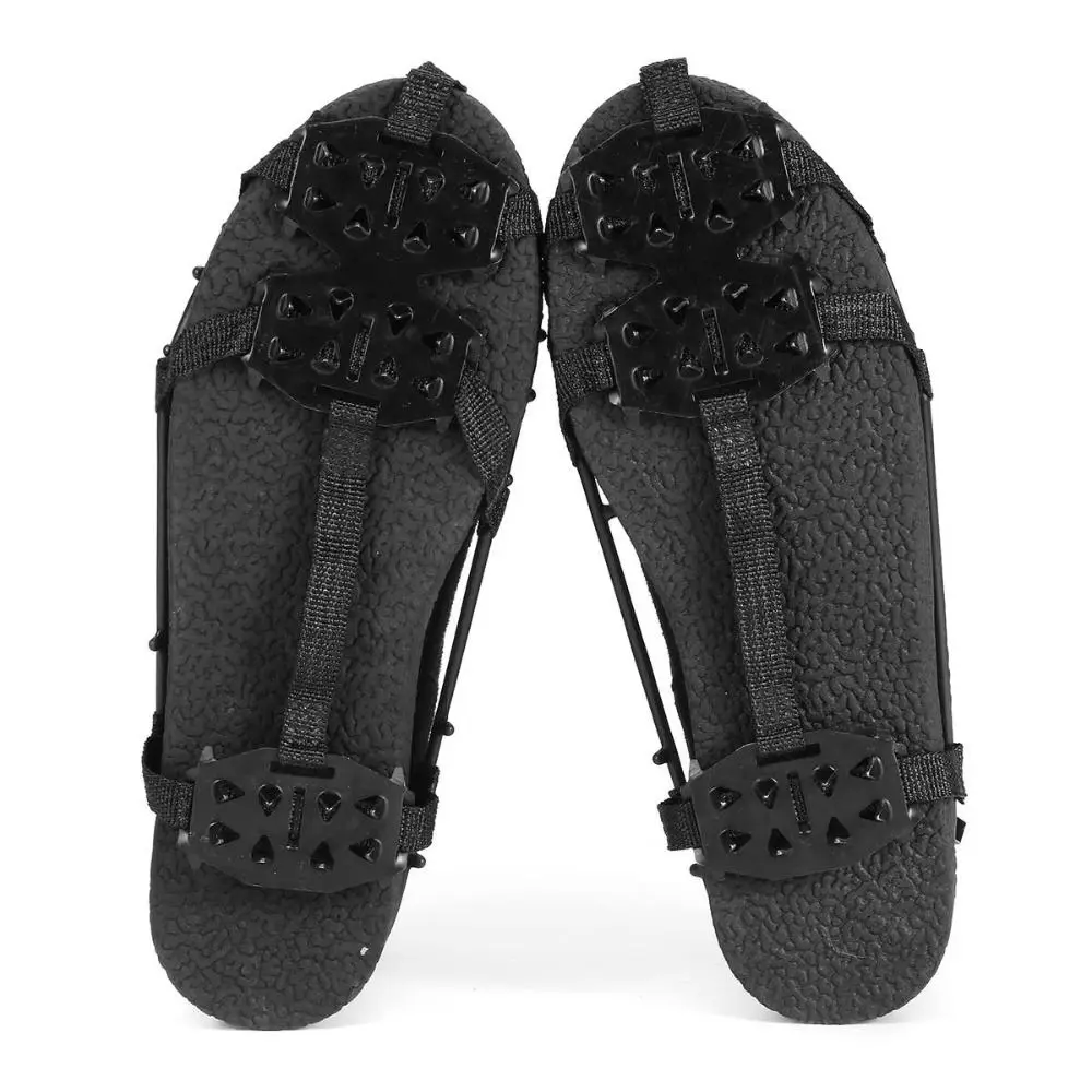 1pair 24 Teeth Anti-Slip Ice Grips Gripper Shoes Boot Hiking Ice Climbing Shoe Spikes Climbing Chain Crampons Shoes Cover