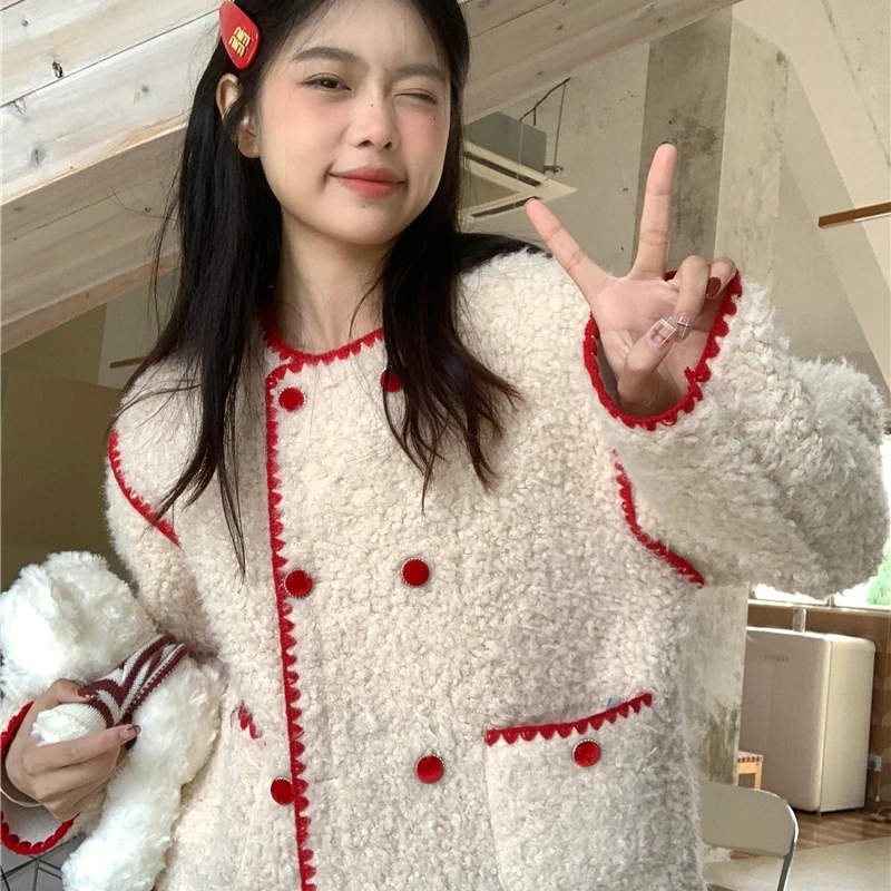 

Winter New Lamb Wool Jacket Women Sweet Cute Long Sleeve Versatile Top Jacket for Women Winter Clothes Women 2023