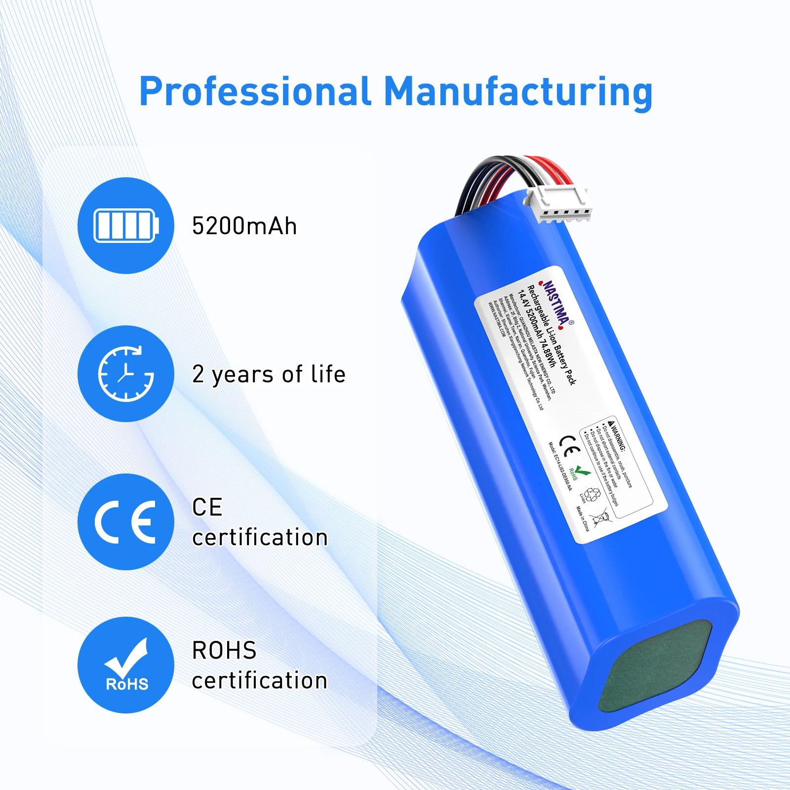 5200mAh 14.4V Li-Ion แบตเตอรี่หุ่นยนต์เครื่องดูดฝุ่นเปลี่ยนแบตเตอรี่สําหรับ Ecovacs Deebot X1 Ozmo T5 T8 T9 950 DX9G DX93 DX96