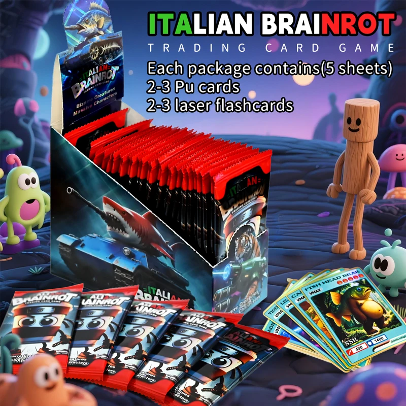 

30 Packs/Box Italian Brainrot Collection Cards Tralalero Tralala Cartoon Anime Character Flashcards Collectible Cards Set