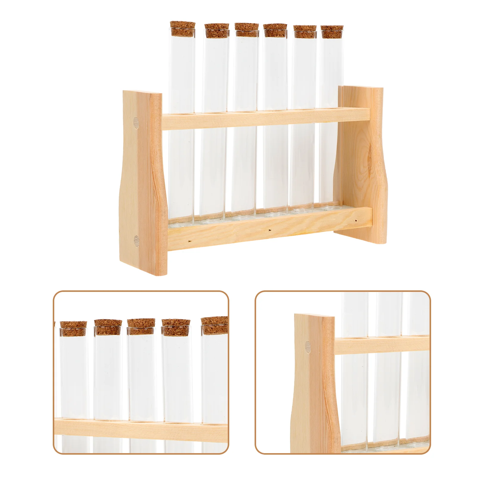 Pipe Shelf Bracket Perfume Test Tube Laboratory Wooden Stand Empty Pill Bottles