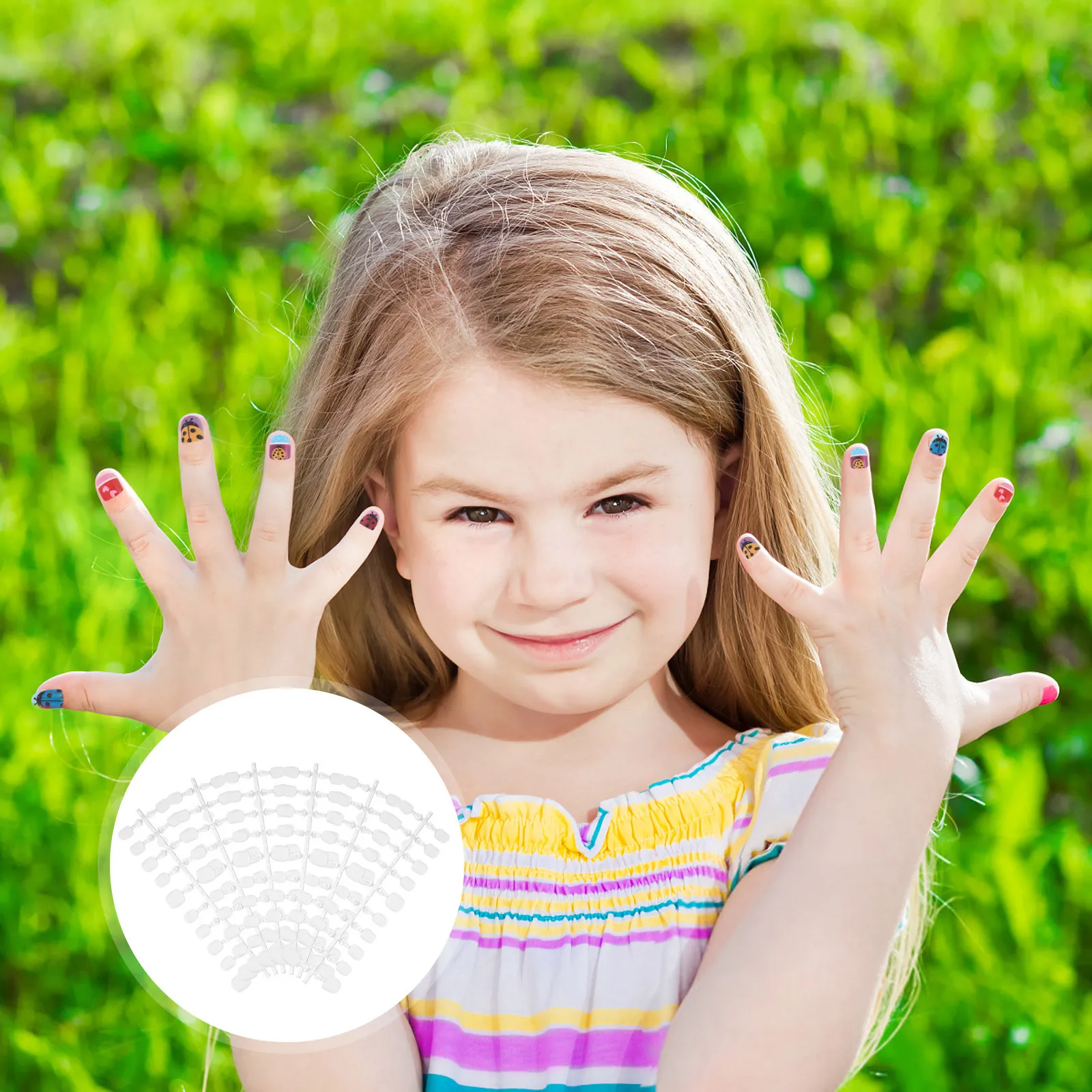 

Children Nail Stickers Full Cover Short Size Diy Fake Nails Kit For Kids Press On Nail Tips Stylish Plastic Manicure False