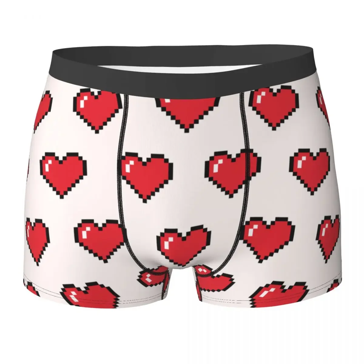 Men Heart Drawing In Pixel Art Boxer Briefs Shorts Panties Polyester Underwear Male Novelty Underpants