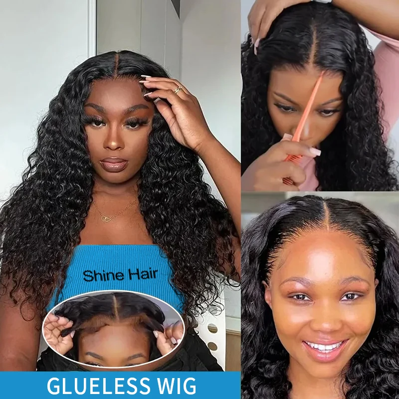 Deep Water Wave Frontal Lace Wig, encaracolado peruca de cabelo humano, Glueless Encerramento peruca, 13x4, 5x5, 13x4, 30"