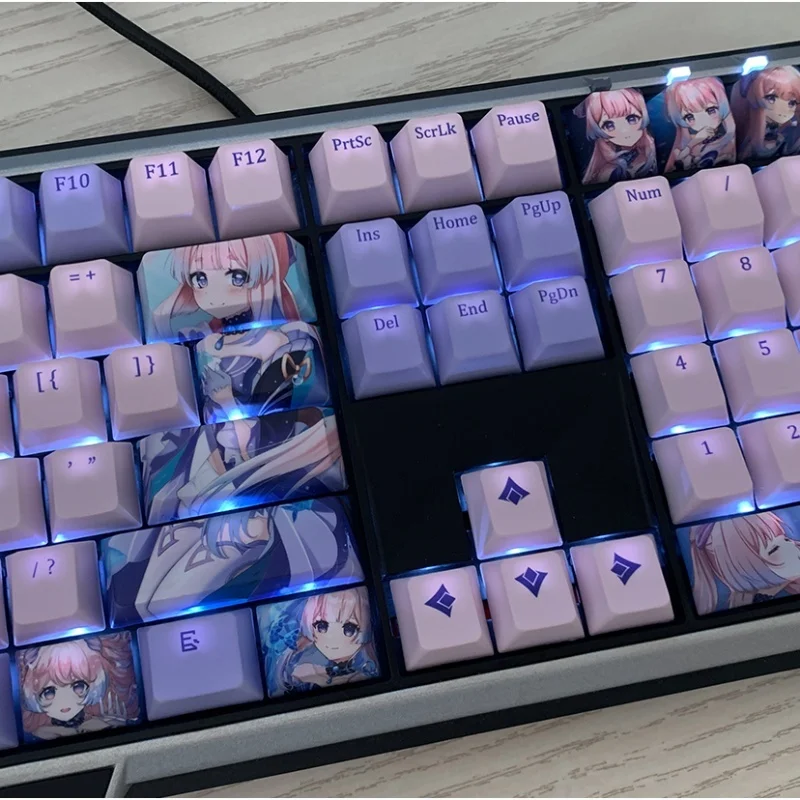 New Genshin Impact Sangonomiya Kokomi Theme Keycap Cherry Profile Pbt Hot Sublimation Diy Anime Mechanical Keyboard Key Cap