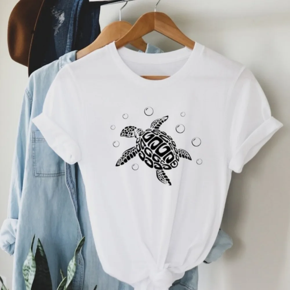 Sea Turtle Women Cotton Tees Sea Turtle Shirt Save The Turtles Beach Lover Tops T Shirt Y2k Clothes Graphic Tops Women Clothing
