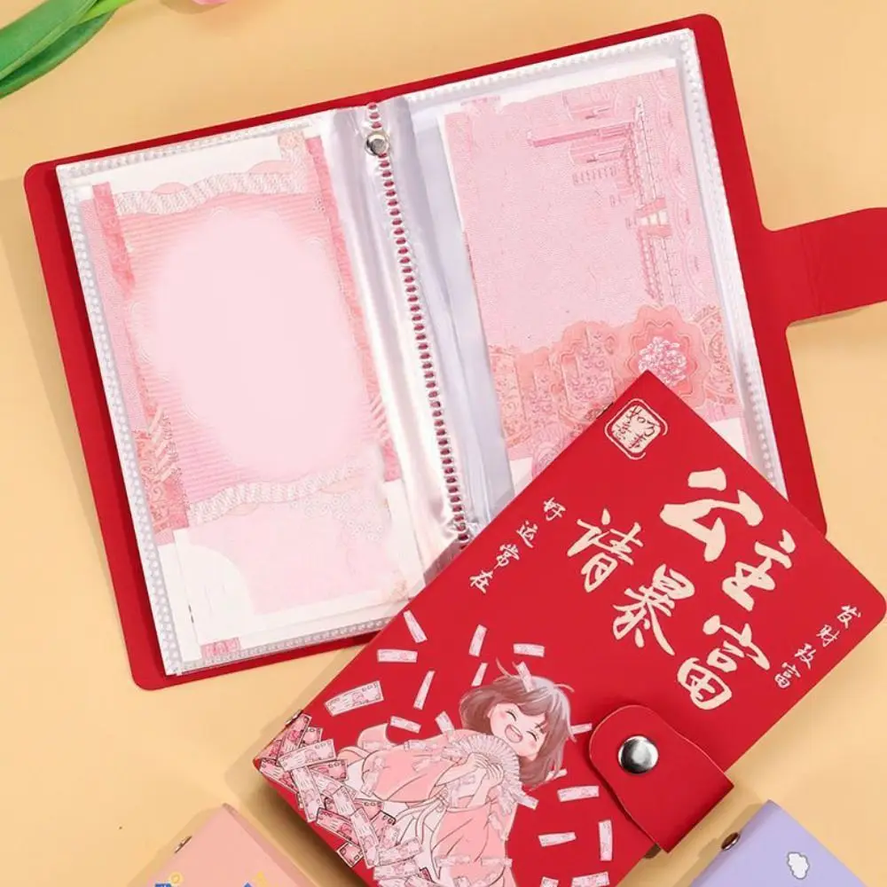 

Cartoon Letter 100 Envelope Challenge Binder PU Leather Wallet Storage Money Saving Challeng Book Cash Envelopes 50 Sheets