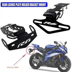 YZF R6 License Plate Holder LED Light Fit For YAMAHA YZF-R6 2006-2024 YZFR6 Motorcycle Tail Frame Bracket Rear Fender Eliminator