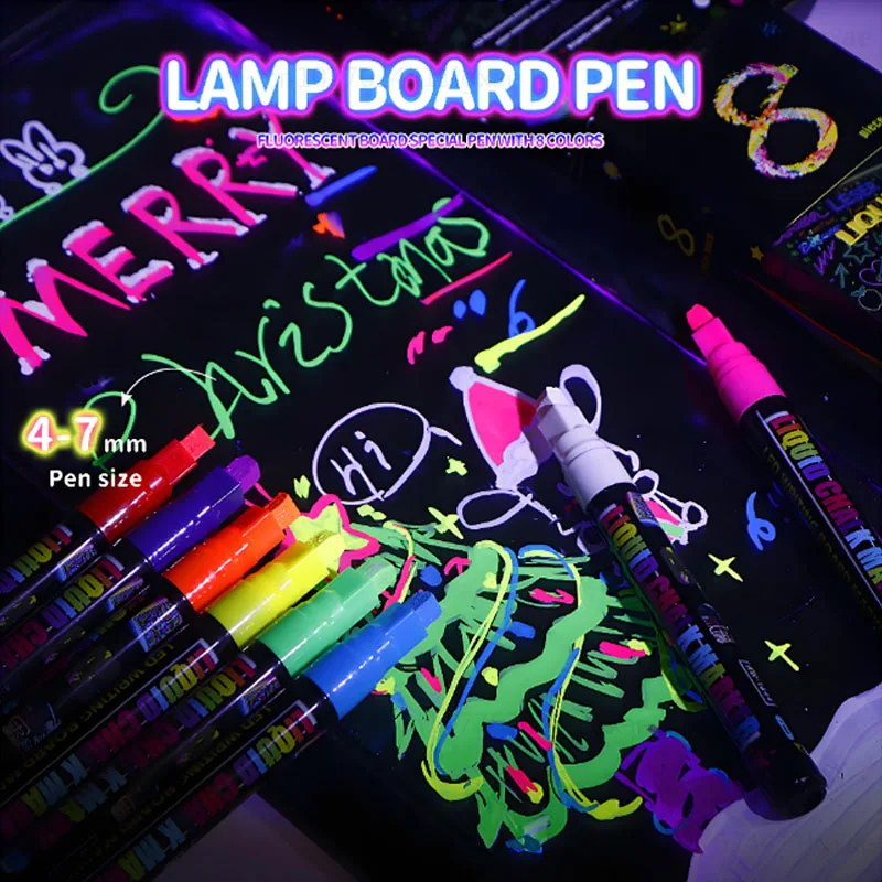 8 pcs Liquid Chalk Markers-Washable & Wet Erase Chalk Maker Pens For Blackboard Whiteboard Light Bulb Glass Window Graffiti Art